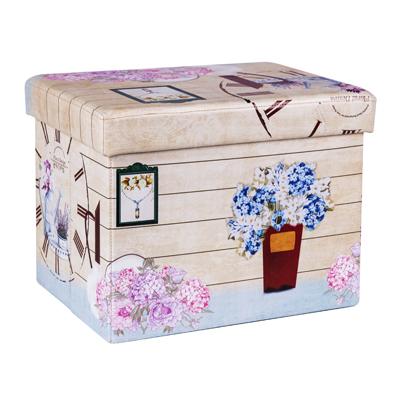 China Modern PVC Storage Leather Stool Printed Pouf Stool Printed Folding Stool 38*38*38 Folding Stool For Furniture for sale