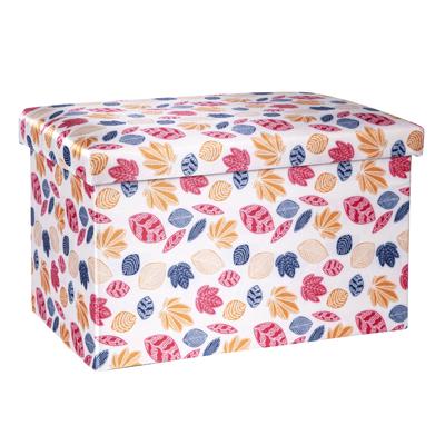 China China Square Foldable Fabric Printed Design Storage Ottoman Square Stool Printed Stool for sale