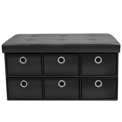 China stool home & Ottoman Faux Leather Foldable Storage With Drawers Storage Stools With Drawers for sale