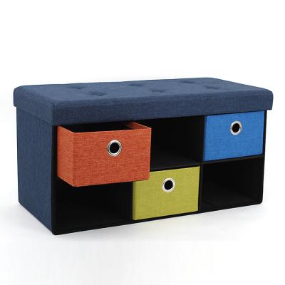 China New Ottoman Foldable Ottoman Chair Storage With Drawers Storage Stool Warm Bench Along With Drawers for sale