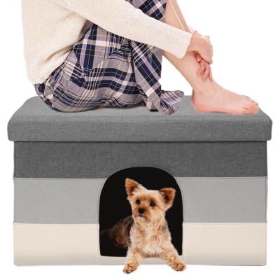 China stool home & Warm Matching Colors Indoor Ottoman Pet House And Kennel Folding Stool Pet House for sale