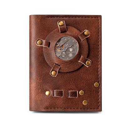 China Fashion Hot Sales PU Wallet Men Leather Wallets For Travel Vintage Steam Punk Bifold Card Holder for sale