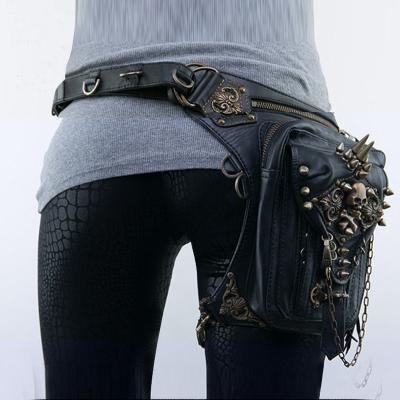 China Fashion Steampunk Women Messenger Bag Shoulder Crossbody Bag Fanny Packs Unisex Waist Bag Motorcycle Punk Leather Leg Drop Thigh Fanny Packs Rivet for sale