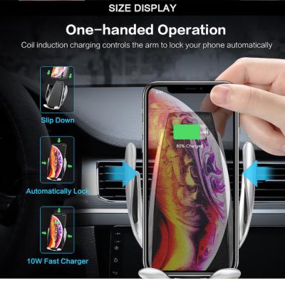 China 10W Mobile Phone Car Charger Stand S5 QI Wireless Fast Wireless Charger Phone Holder For Car for sale