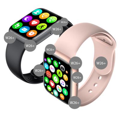 China 2021 touch screen smart watch w26 plus serie 6 with BT calls blood pressure ip68 W26 plus smart watch for sale