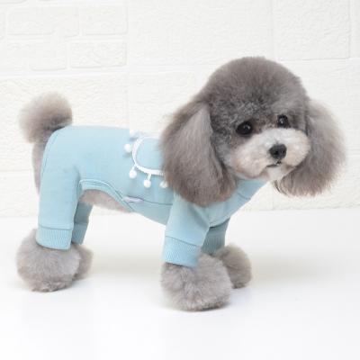 China Wholesale Stocked Pet Apparel Winter 100% Cotton Four Legs Cute Short Sleeve Dog Apparel Pocket Dog Clothes for sale