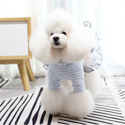 China Wholesale Latest Stocked Fashion Design Dog Skirt Dog Lace Flower Striped Princess Dress for sale