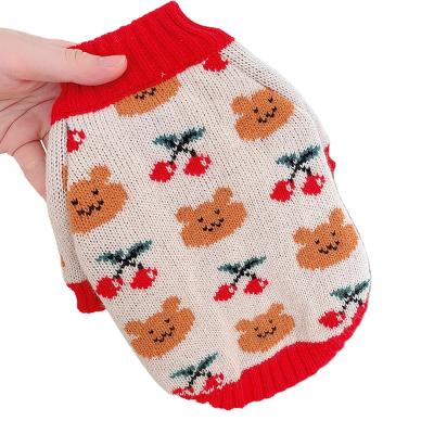 China Wholesale cute dog stocked thicken sweater sweater warm dog knitted cartoon bear pattern sweater for sale