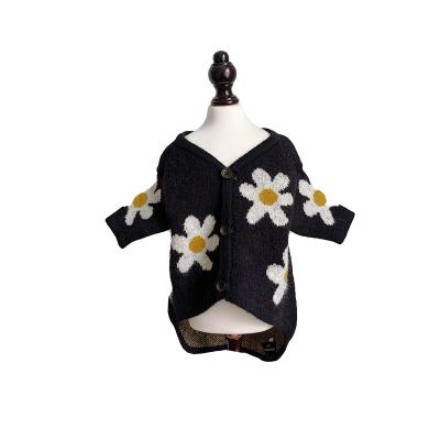 China Wholesale Dog Stocked Thicken Warm Sweater Coat Dog Little Daisy Cardigan Sweater for sale