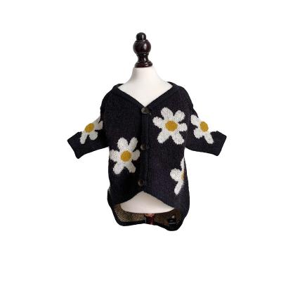 China 2020 new style fashion design dog cat sweater coat dog flower stocked thicken cardigan warm sweater for sale