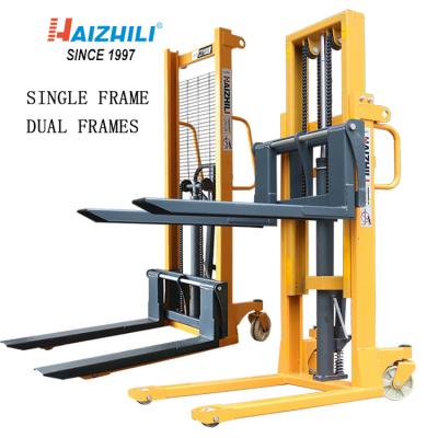 China Hotels 3000KG Manual Forklift Mini Hydraulic Stacker Price Hydraulic Lifter for sale