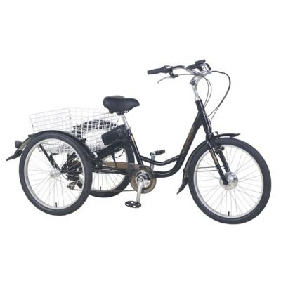 China Hi-Ten Cheap Adult Cargo Bike 7 Speed ​​Three Wheel Cargo Bike With Rear Basket for sale