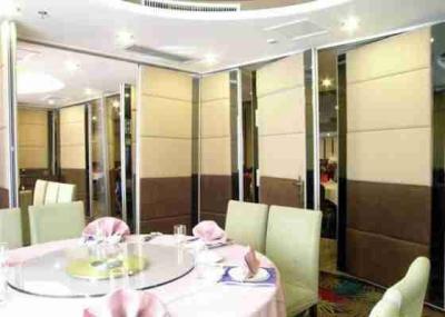 China Woven Fabric Finish Sliding Folding Screens 180° Turn Twin Point  Single Open Pass Doors for sale