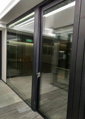 China Frameless Demountable Glass Partitions Sliding With Timber Veneered Doors for sale