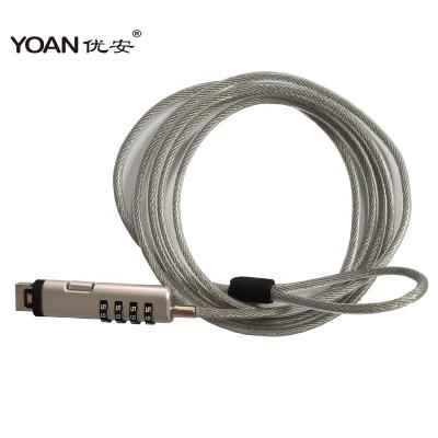 China Combination High Security 4 Digital Password Carbon Steel USB Cable Mechanical Laptop Lock For Notebook Laptop for sale