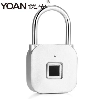 China High Security Durable Fingerprint Silver Zinc Alloy Smart Padlock With APP For Cabinet Locker for sale