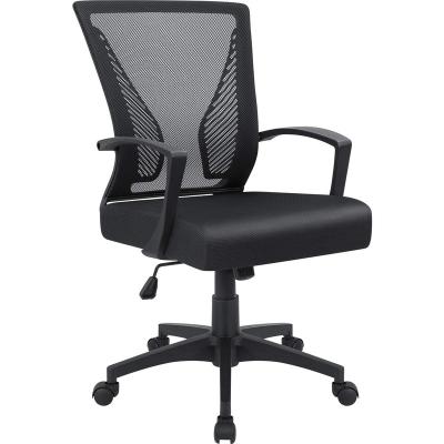 China Mid-Back Swivel (Height) Adjustable Office Chair Lumbar Support Desk And Chair, Ergonomic Mesh Computer Chair With Armrests for sale