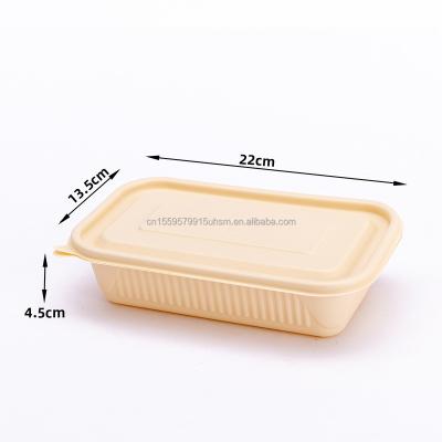 China Disposable Eco-friendly Microwavable Degradable Cornstarch Catering Tableware Biodegradable Square 650ml B for sale