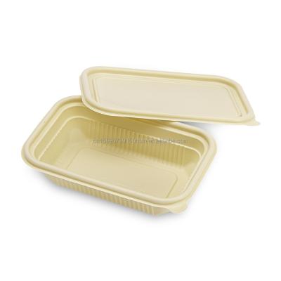 China Disposable Eco Friendly Microwavable Degradable Cornstarch Catering Tableware Biodegradable Square 350ml for sale