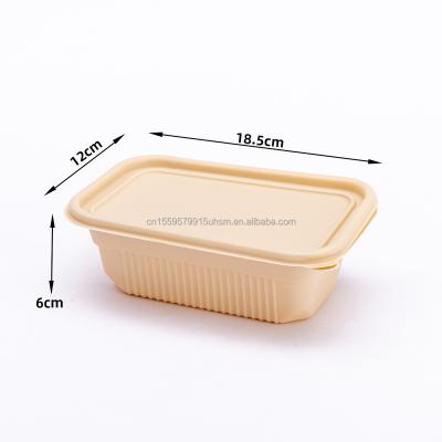 China Disposable Eco Friendly Microwavable Degradable Cornstarch Catering Tableware Biodegradable Square 1000ml for sale