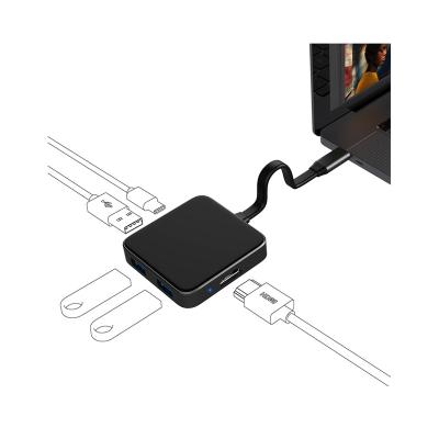 China S9 Type C to HDMI HUB with 3*USB A 3.0 PD 60W Charging 4k HDMI USB C HUB 60.4*60.4*12.2mm for sale