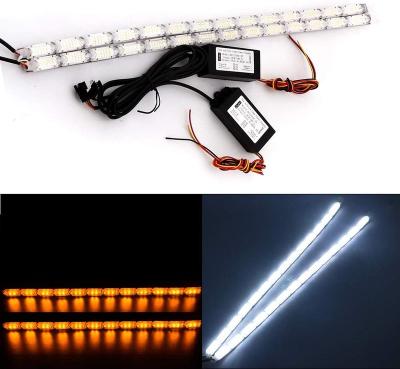 China Led Flooding DRL Daytime Running Lights 12V Led Strip Car Turn Signal Light Headlight White And Amber Fog Lamp For Car Vehicles DRL-sjly-02 for sale