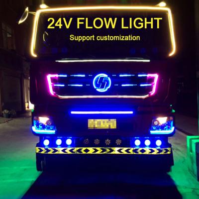 China 24V RGB Running Colorful Brake DRL Turn Signal Flexible Led Daytime Running Light Silicone BRAD Silicone Grill LED Light Backup Strip DRL For Truck for sale