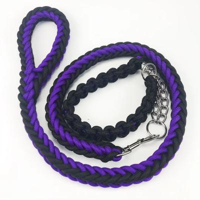 China 2022 High Quality Faux Nylon Inset Filament Dog Collars And Leashes Custom Made Pet Supplies for sale