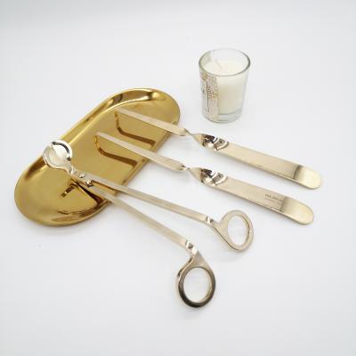 China Embroidery Candle Wick Trimmer Plunger Hook Candle Sniffer with Tray Candle Accessories Scissor Set for sale