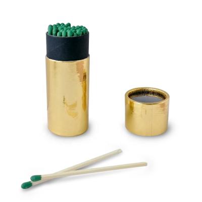 China Hotel Cardboard Cylinder Tube Green Tip Fireplace Match Sticks for sale