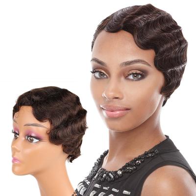 China Real Wig Short Bob Pixie Cut Human Hair Wig Color #4 European And African American Short Hair Set for sale