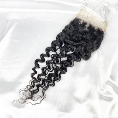 China Human Hair 4*4 Lace Hair Piece Real Wave Hair Deep Closure Wig Lace Hand - Woven Border Supply for sale