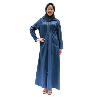 China Hui Stain Islamic Loose Goods Simple Loose Comfortable Turkish Style Long Robe Dress for sale