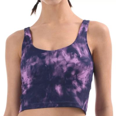 China New Breathable Fashion Printed Gym Shockproof Crop Top Soft Padded Women Tie Dye Tank Top Sports Bra Active Wear for sale