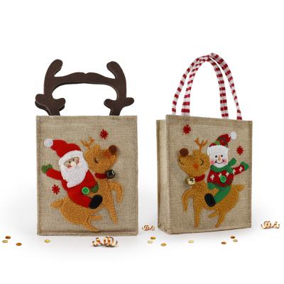 China Big Spot Fast Stock Drawstring Delivery High Quality Merry Christmas Gift Jute Bags for sale