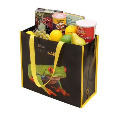 China Eco - Friendly Custom Prints Reusable Grocery Bags Shopping Totes RPET Laminated Bag for sale