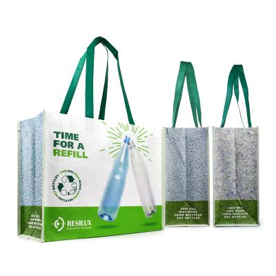 China Wholesale Custom Logo Handled PET Tote Bag Eco - Friendly Recycled Non Woven Advertising Laminated RPET Shopping Bag for sale