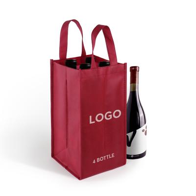 China Wholesale High Quality Good Reputation 2 Bottle Manufacturer Bottle 4 Bottle Handled Red Non Woven Bag for sale