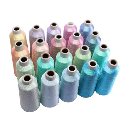 China Anti-UV Factory Directly Supply 150D 4200M Iridescent Polyester Machine Thread Embroidery Metallic Yarn With Different Colors for sale