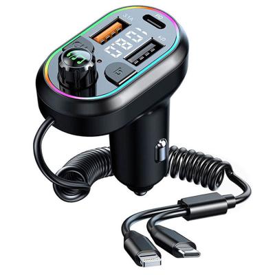 China PD25W Fast Charger Newest MP3 Player For Car 2 In 1 Cable Car Modulator Bluetooth FM Charging Transmitter With 25W PD for sale