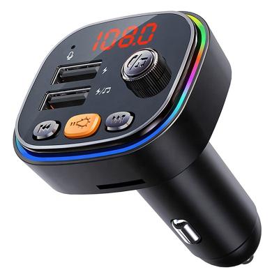 China New multi-function colorful lights support tf card U disk music playback Bluetooth mp3 player handsfree usb powered car fm transmitter for sale