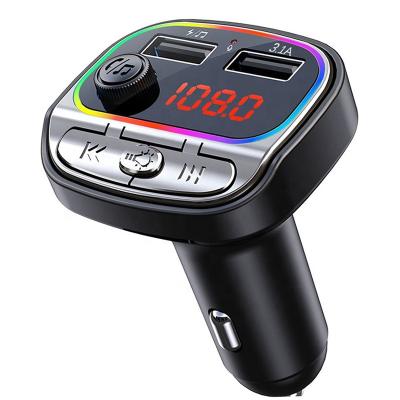 China New Car Lights Car Lights MP3 Player Wireless Bluetooth Car Kit FM Transmitter USB Multifunctional Colorful Sound Card With Dual USB Charging for sale