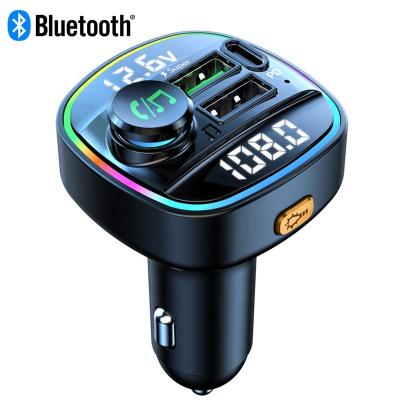 China New dual display voltage detection wireless car charger fm transmitter QC3.0+PD20W fast charging handsfree mp3 player new dual display voltage detection for car for sale