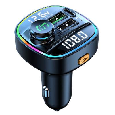 China 2022 New Arrival Dual Voltage Sensing Voltage Display USB Charging QC3.0 /Super Charging Car Modulator Bluetooth FM Transmitter Bluetooth MP3 Player With 20W PD for sale