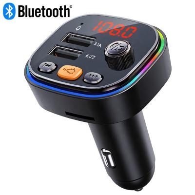 China New Multifunctional Colorful Lights Support U Disk SD Card Play Bluetooth Car Kit Handsfree Fm Transmitter MP3 Player With Dual USB Charger for sale