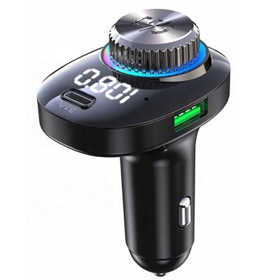 China New 22.5W FM Transmitter Bluetooth CAR CHARGER Lights Handsfree MP3 Player Colorful USB Super Fast Charger For Car for sale