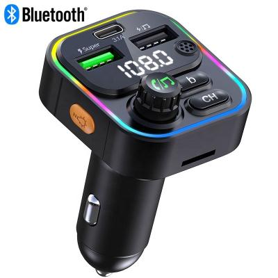 China CAR CHARGER New Colorful Super Fast Charging 22.5W Bluetooth Car MP3 Player Lights USB Car Charger Wireless Handsfree FM Transmitter for sale