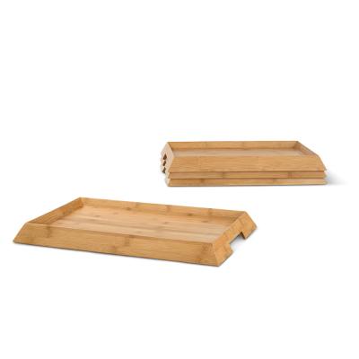 China Eco-friendly Multifunctional Solid Bamboo Tea Food Snack Tray for Home or Restaurant Cafe Serving Tray for sale