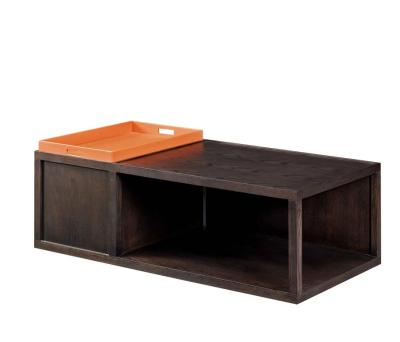 China Furniture Living Room Furniture Living Room MDF Top Rectangular Veneered Wooden Coffee Table Multifunctional Small Modern Design Orange Tray for sale