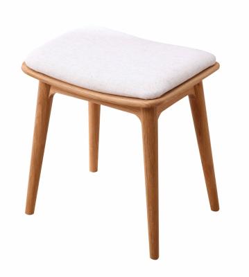 China Contemporary Design Upholstered Stool Solid Wood Stool For Bedroom / Living Furniture Fabric Covered Stools In Natural Color for sale